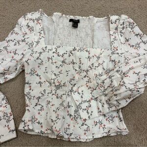 Forever 21 Brown Tan Puff Sleeve Blouse